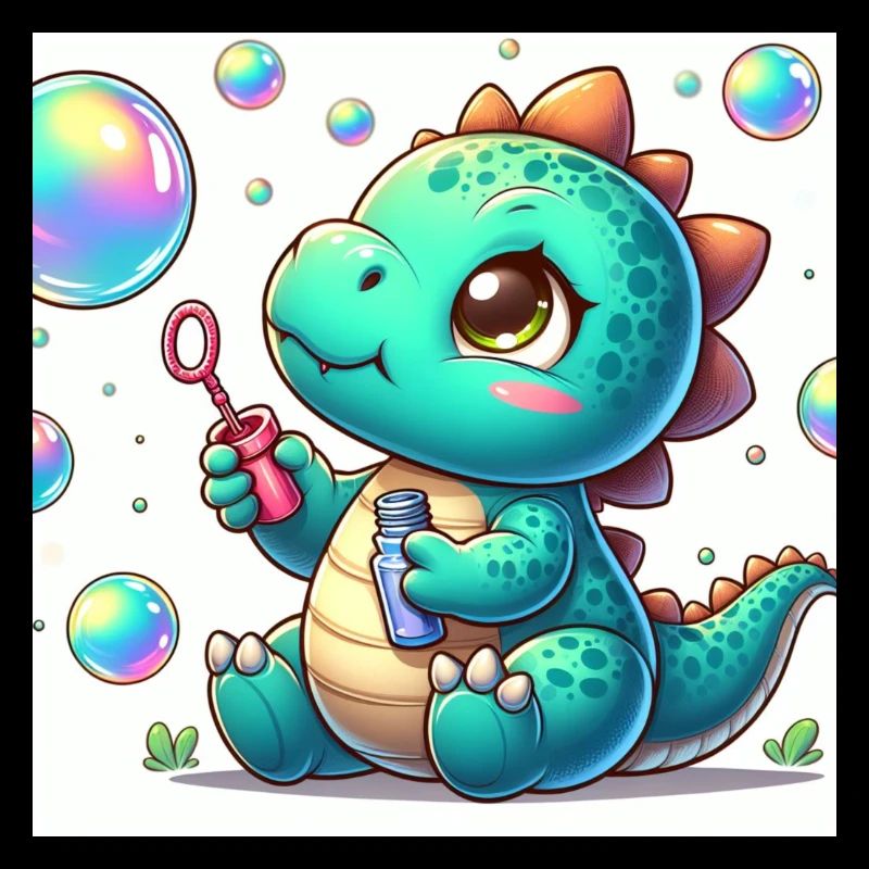 Dino petit avec bulles de savon