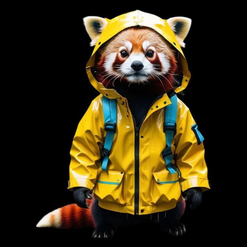 Funny Red Panda with Rain Jacket