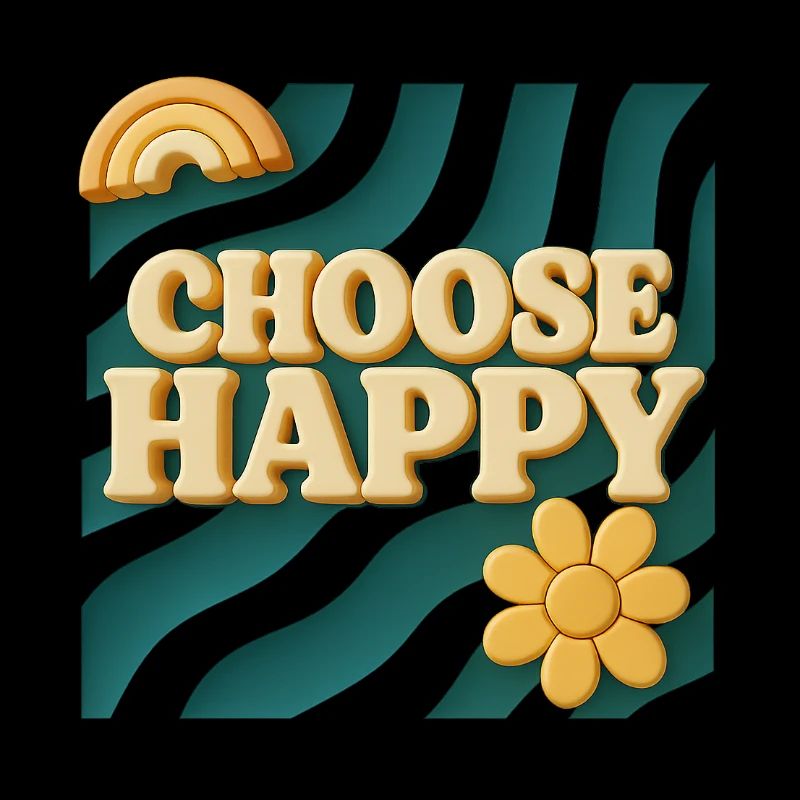 Choose Happy – 3D Retro Design