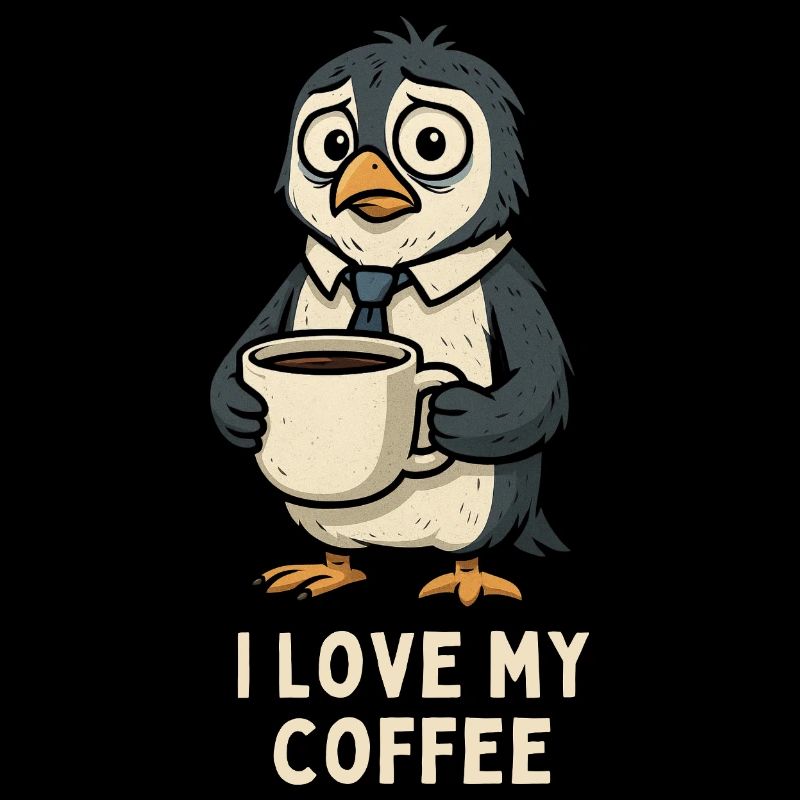 Le manchot au café adore le café