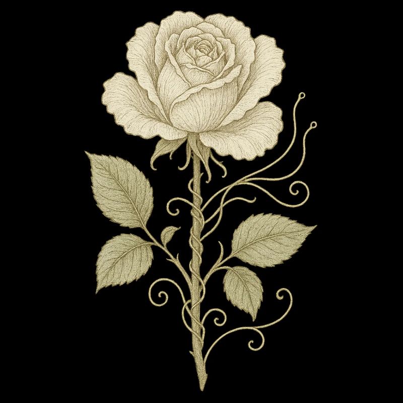 Vintage Rose Pencil Drawing