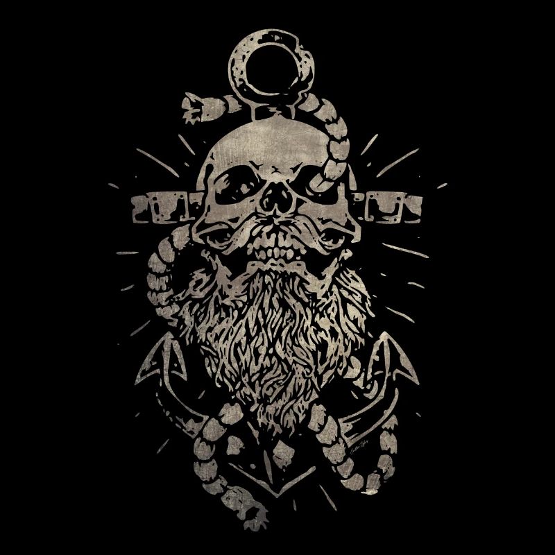 Schädel im Anker - Maritim Tattoo DesignArt