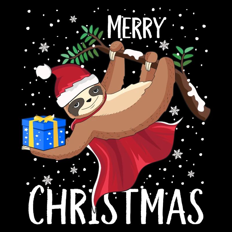 Faultier Frohe Weihnachten Schneeflocken
