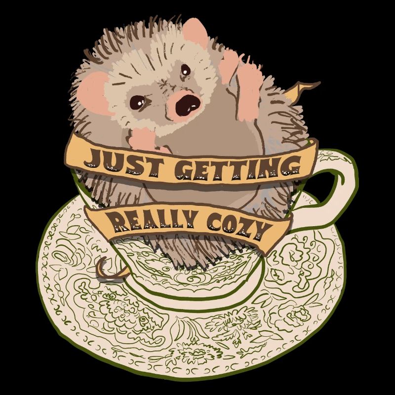 Cuddly hedgehog in teacup