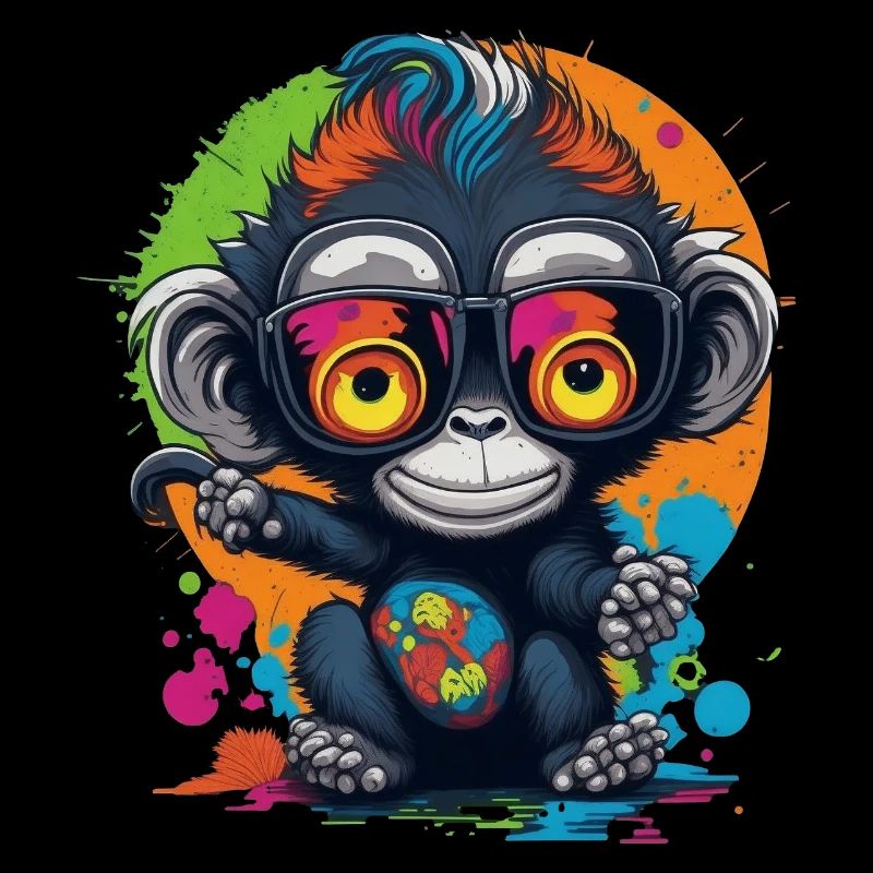 Neon Brillenaffe Splash - Affe - Äffchen