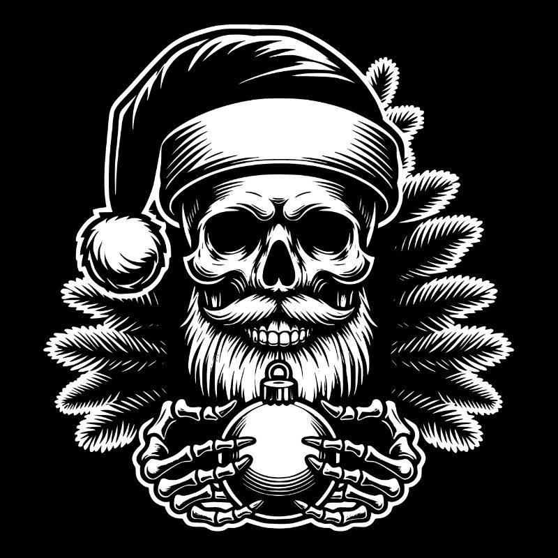 Weihnachtsmann Skull mit Christbaumkugel