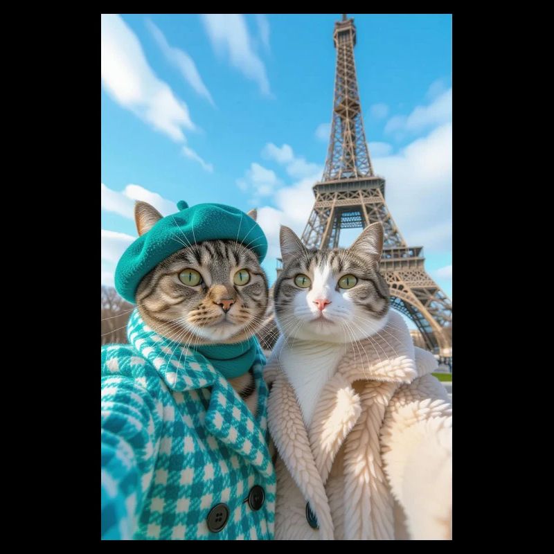 Chats élégants à Paris en hiver