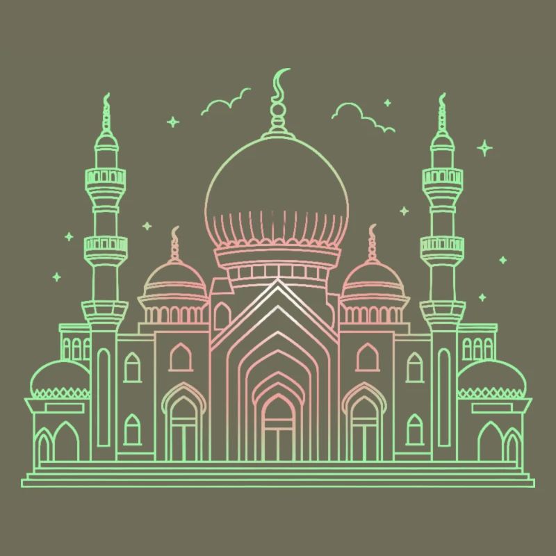 Moschee Stern Halbmond stilisiert grün oder schwarz