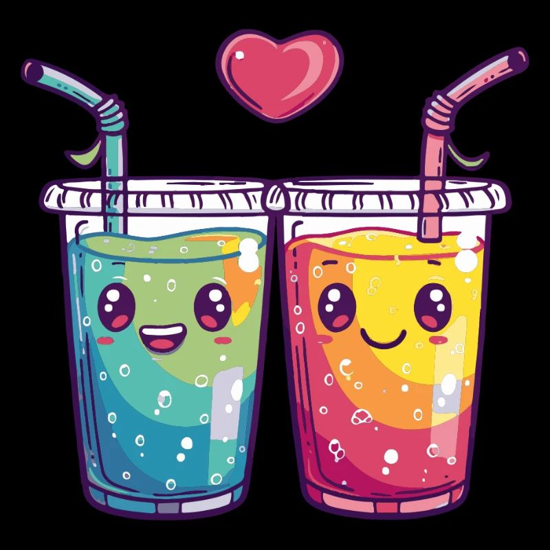 Soft Drink Couple Love Drink Heart Comic