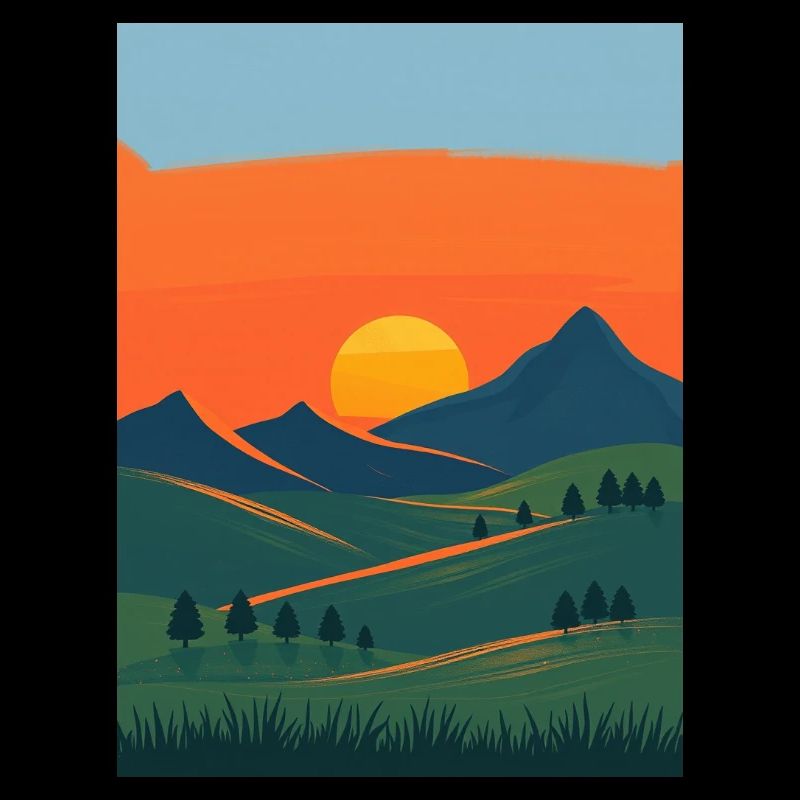 Evening mountain landscape change