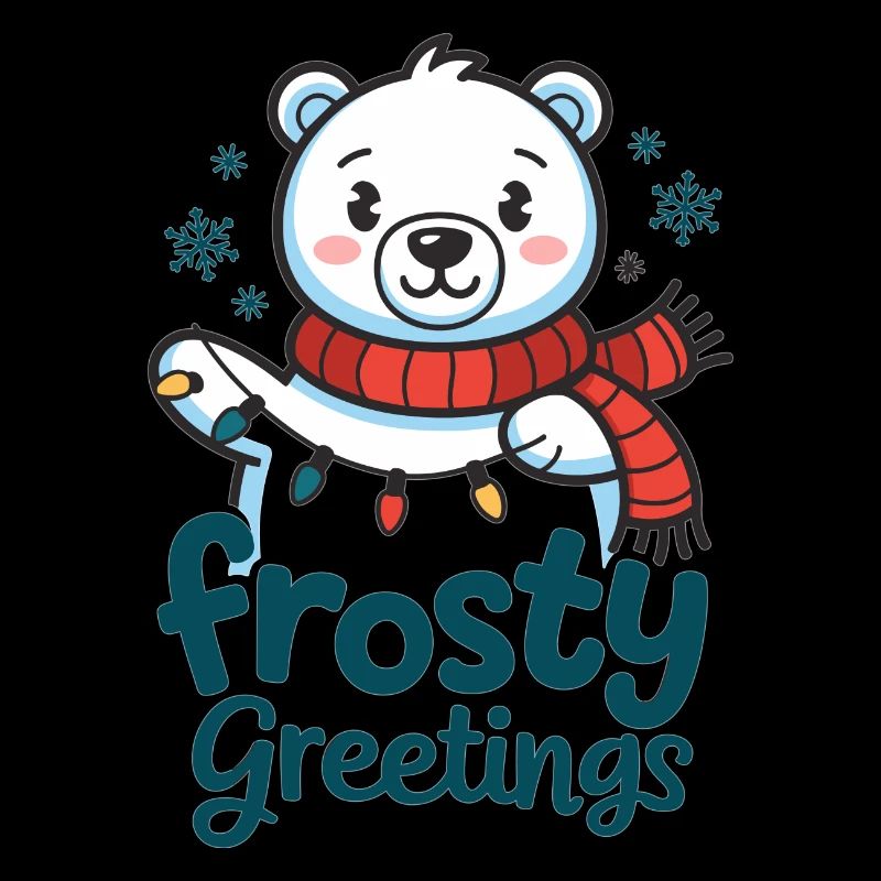 Frosty greetings – Polar bear with fairy lights