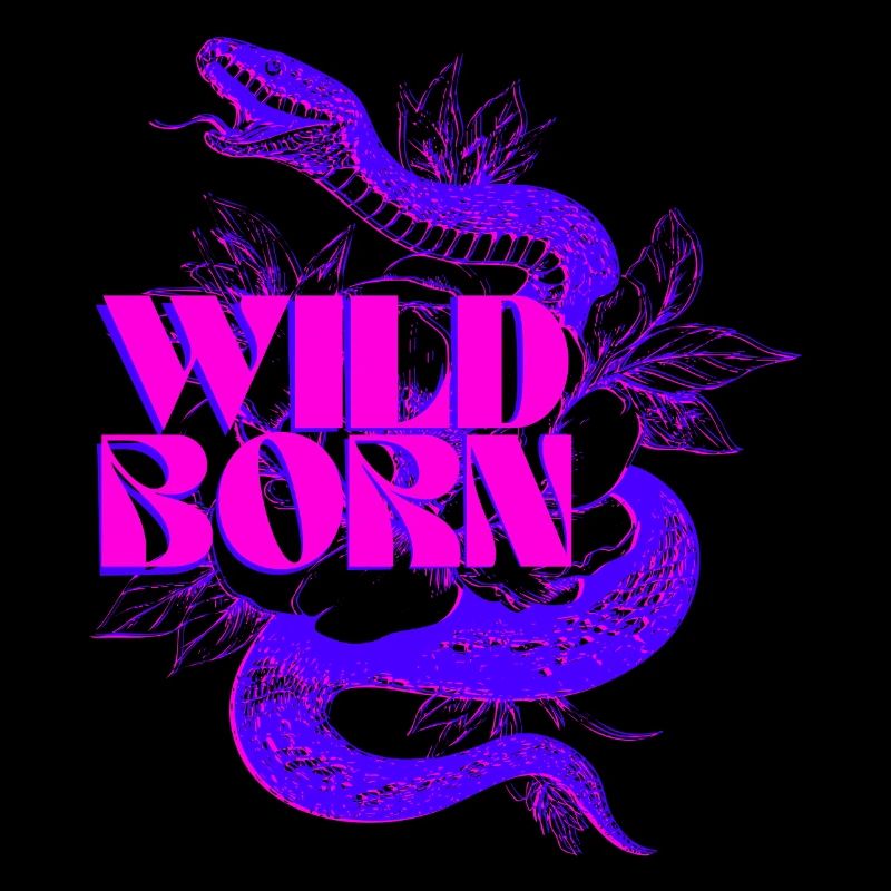 Wild Born Neon Snake with Bold Text