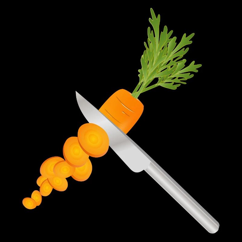 Aufgeschnittene Karotte mit Messer – Küchenmotiv