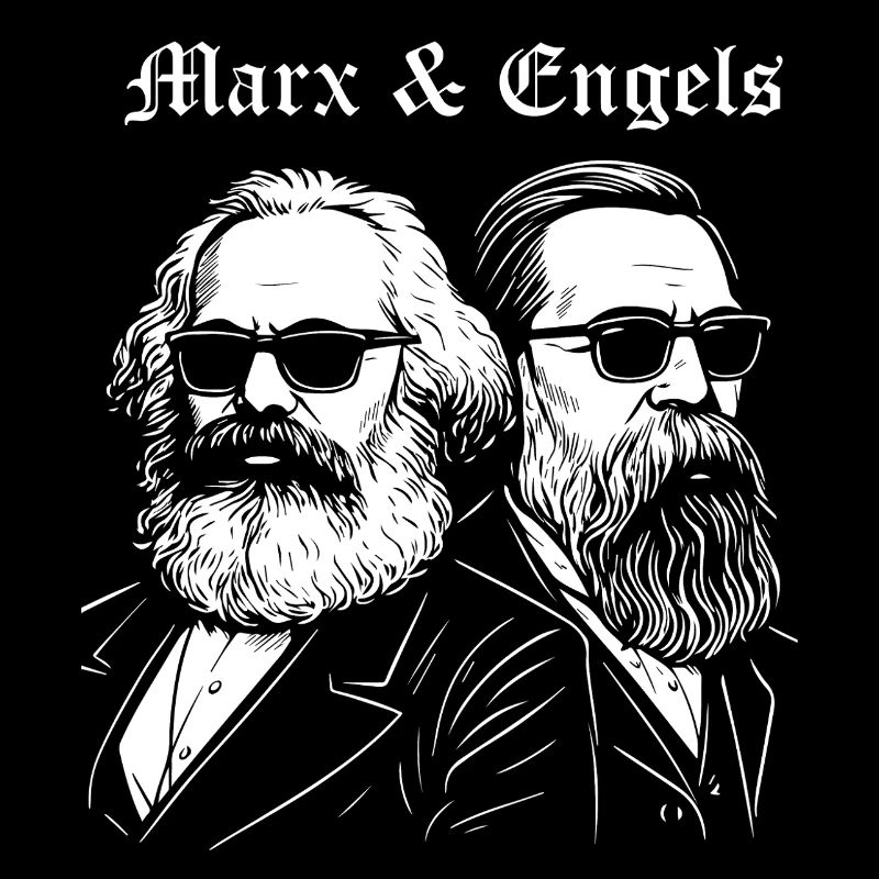 Marx & Engels mit schwarzen Sonnenbrillen