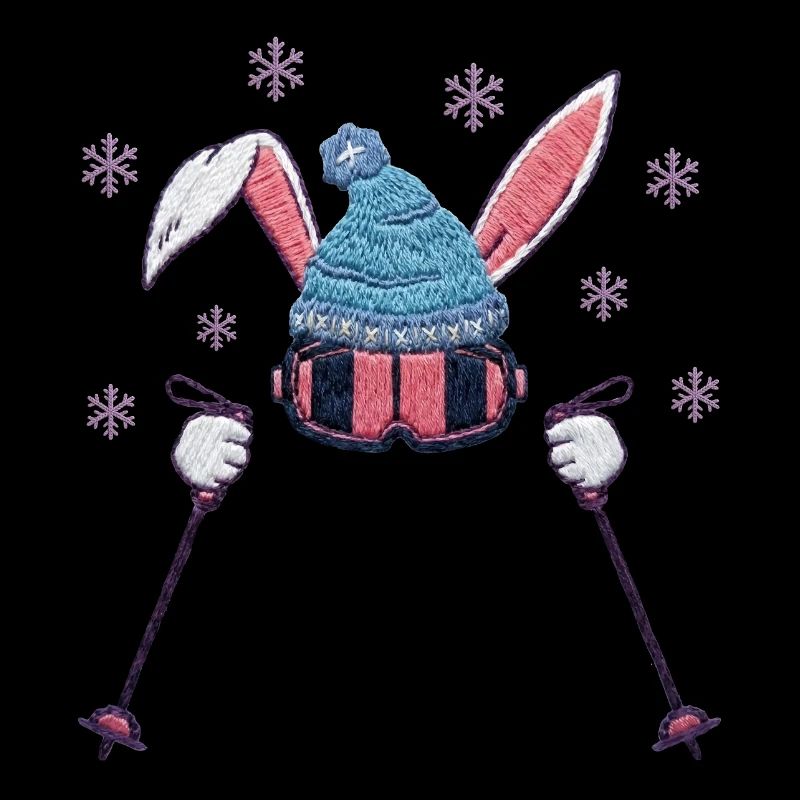 Faux Yarn Ski Bunny Winter Humor