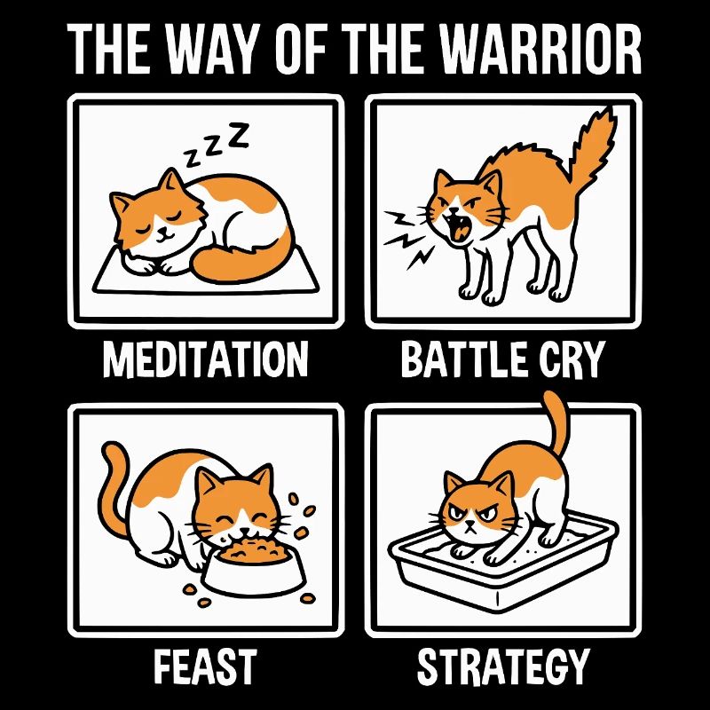 Chat drôle La Voie du Guerrier Samouraï Orange