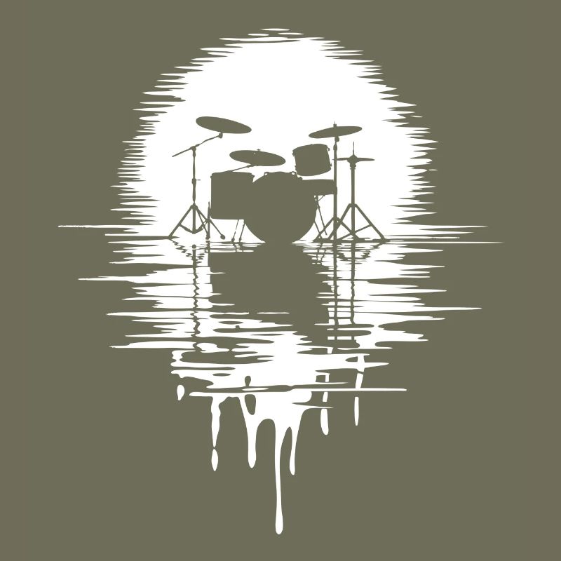 Drumset Silhouette Drums with Reflection
