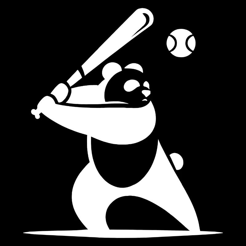Minimalist panda baseball silhouette