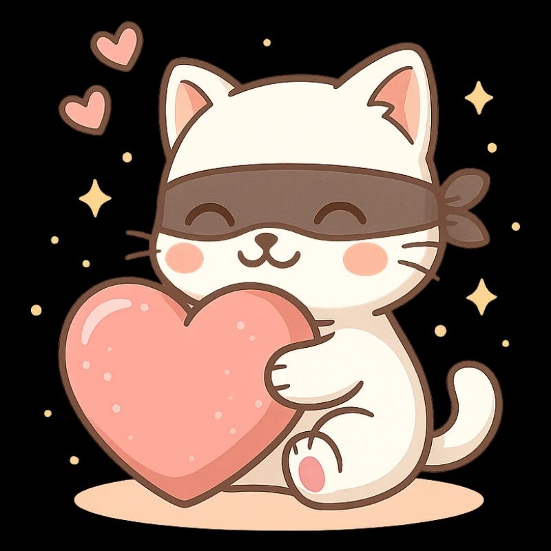 Kawaii Love Bandit – Chat Chibi Voleur de Cœurs