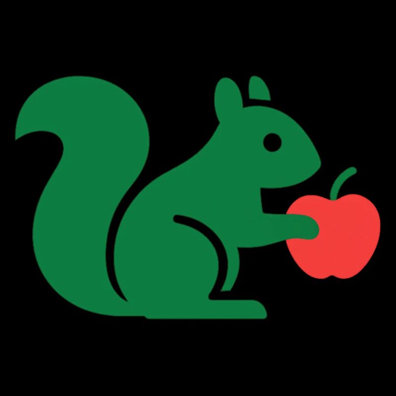 Grünes Eichhörnchen mit Apfel