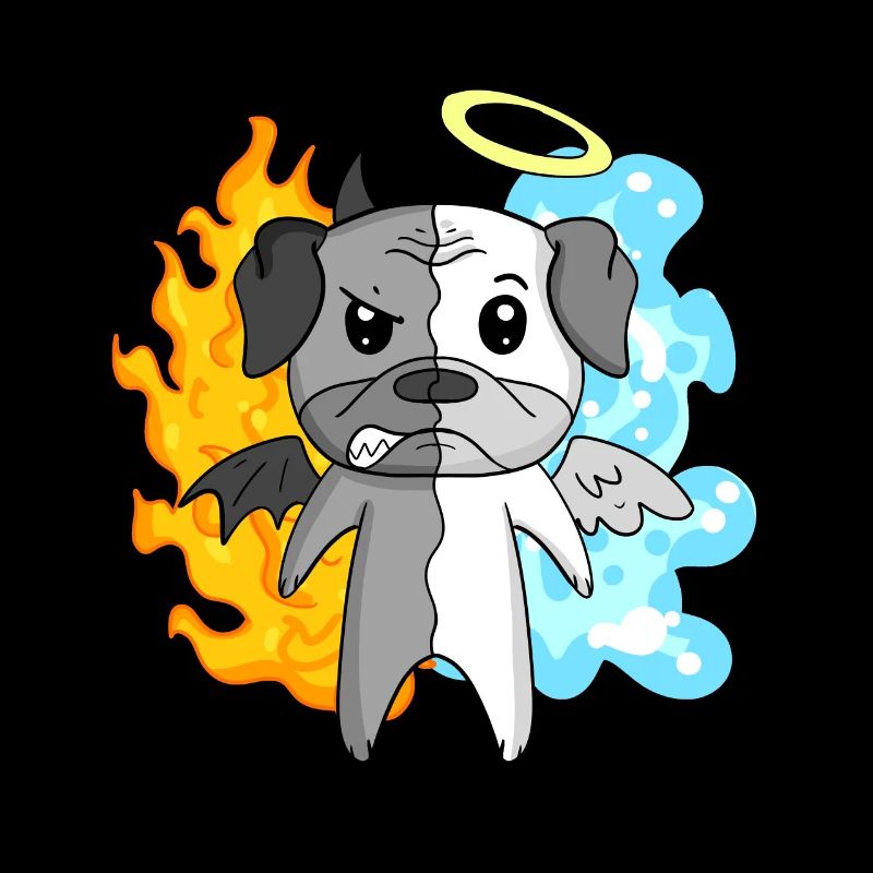 Dog Pug - Angel and Devil