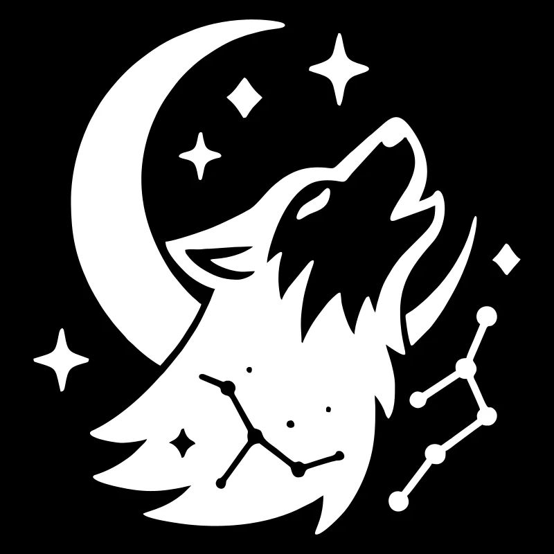 Loup de lune avec constellation