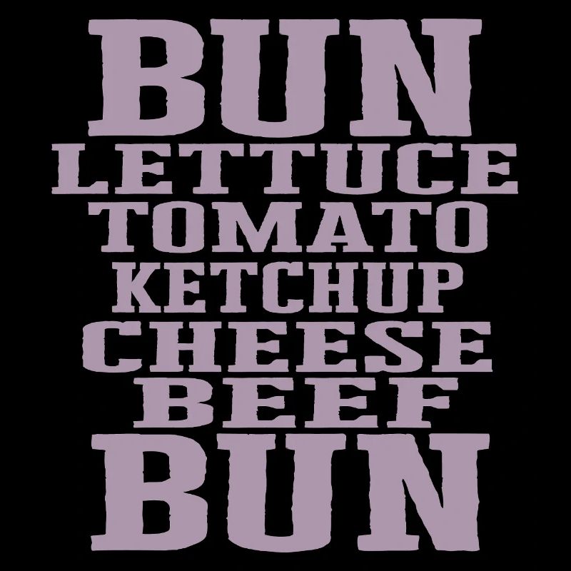 Burger Ingrédients Typographie Construction du cheeseburger