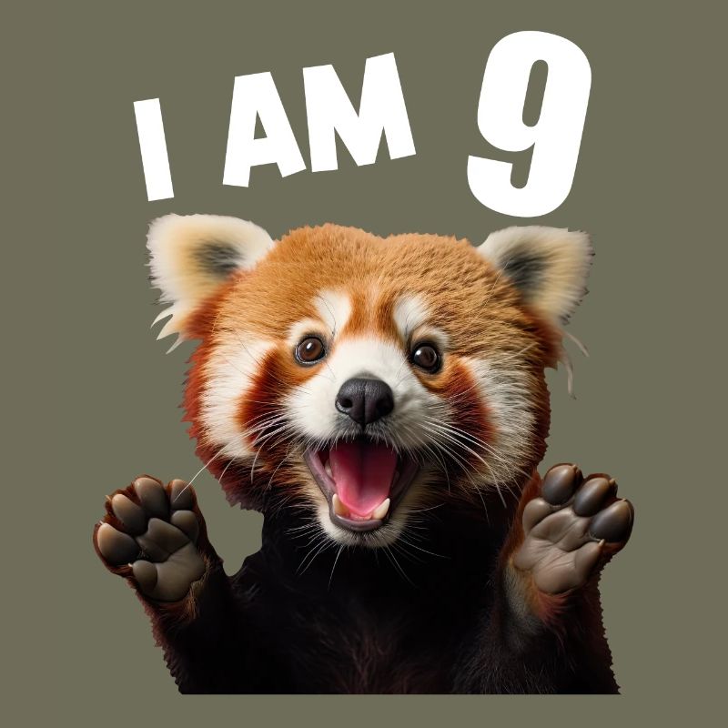9 ans de 9 ans de 9e anniversaire du petit panda panda roux