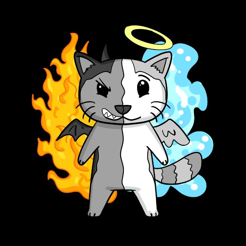Cat Angel and Devil