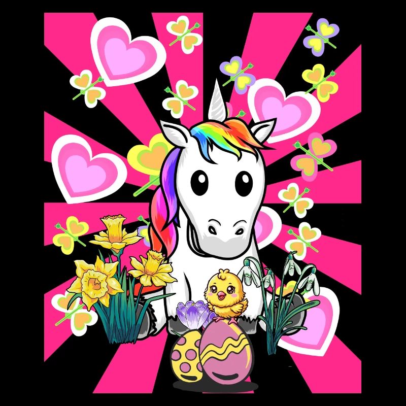 Ostern Einhorn Einhörner Küken Ostereier Retro