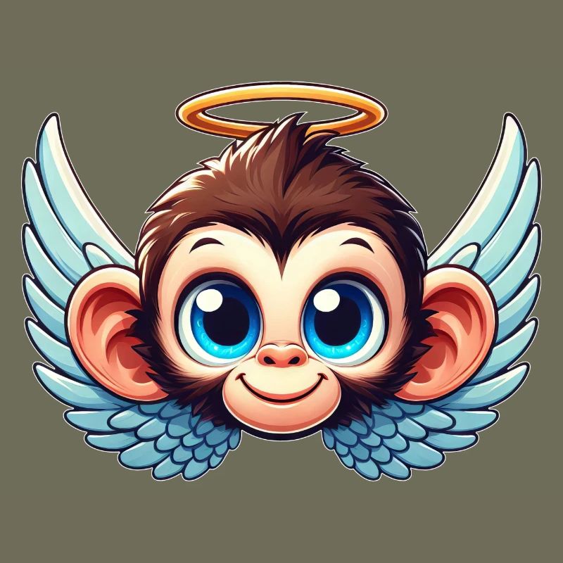 Monkey Chimpanzee Cartoon Angel Wings
