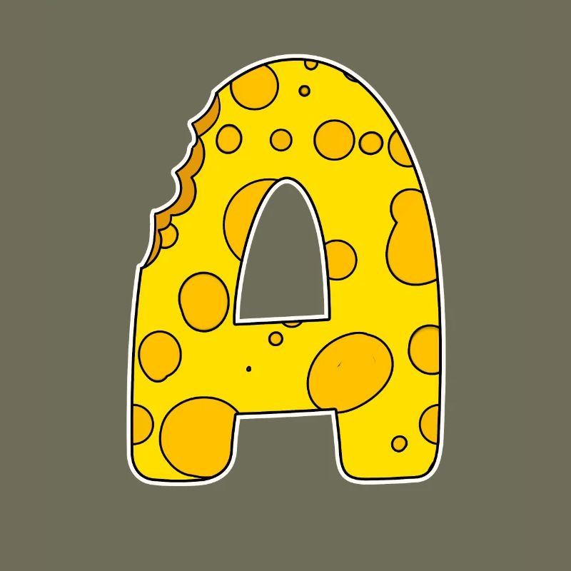 Lettre A - Lettre initiale A - Motif Fromage