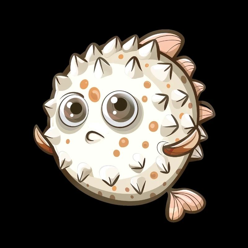 Mignon personnage de dessin animé de poisson-globe