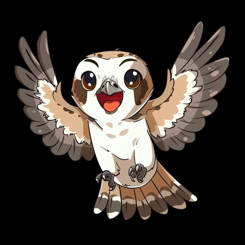 Faucon joyeux déployant les ailes