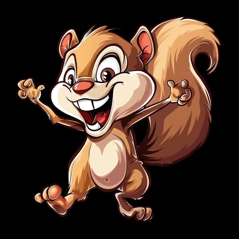 Happy Squirrel In Action