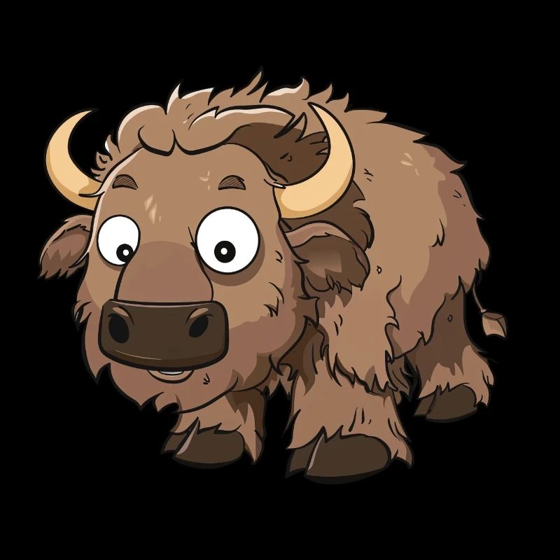 Playful Bison Cartoon Character