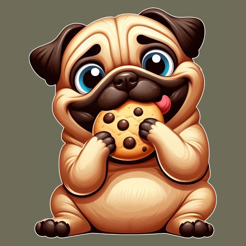 Süßer Mops Hund mit Keks Cookie Candy