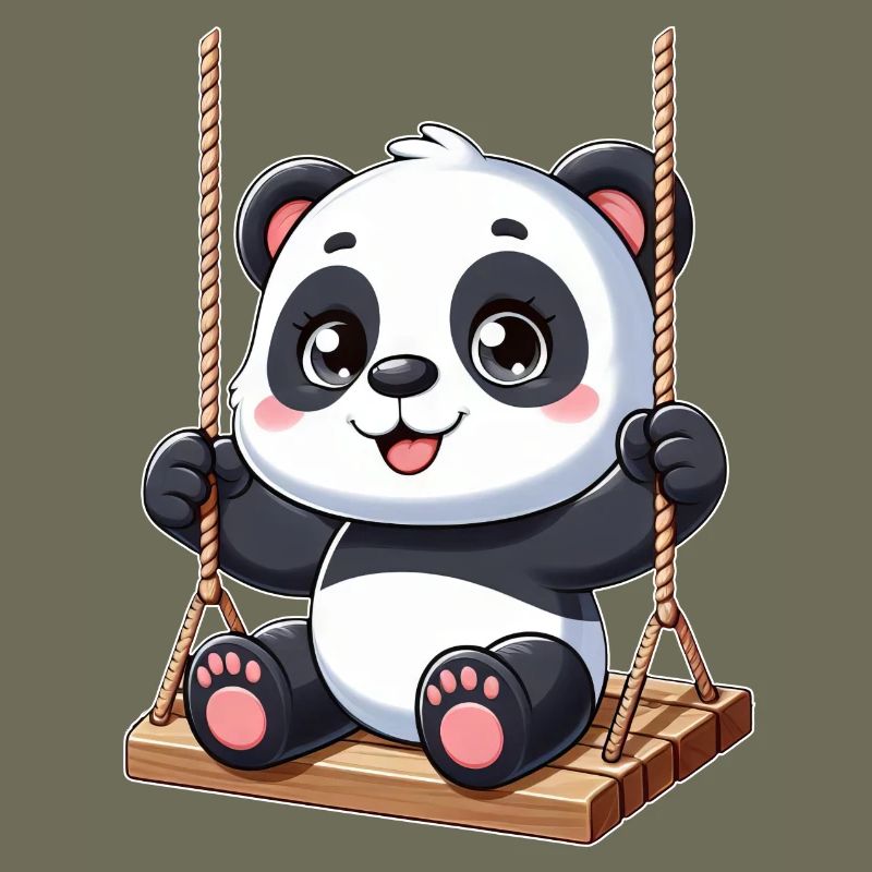 Panda on swing playground fun
