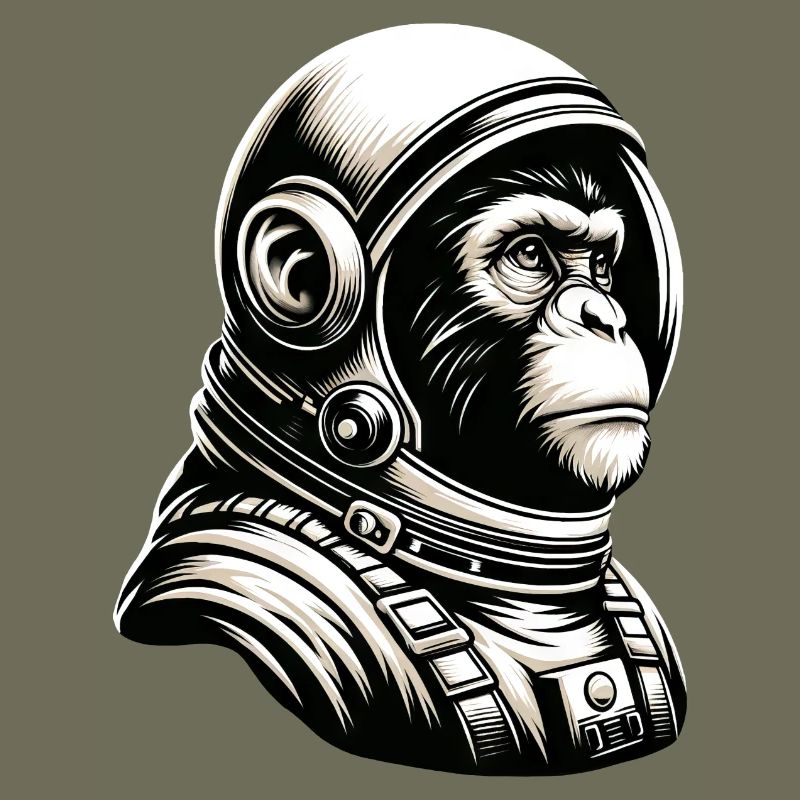Pensive Monkey Astronaut Cosmos