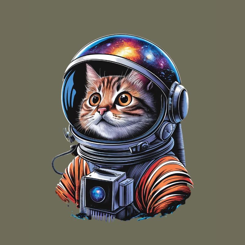 Un astronaute chat galactique explore l’espace