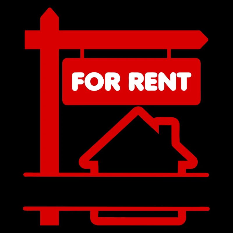Rotes Logo-Schild zur Miete