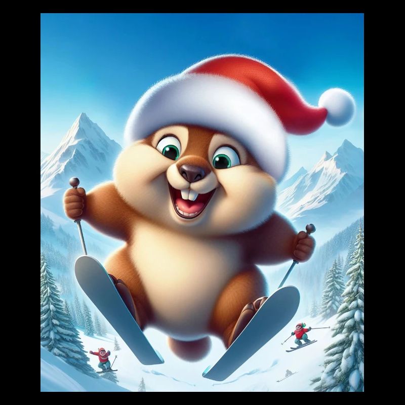 Groundhog Jumping Ski Christmas