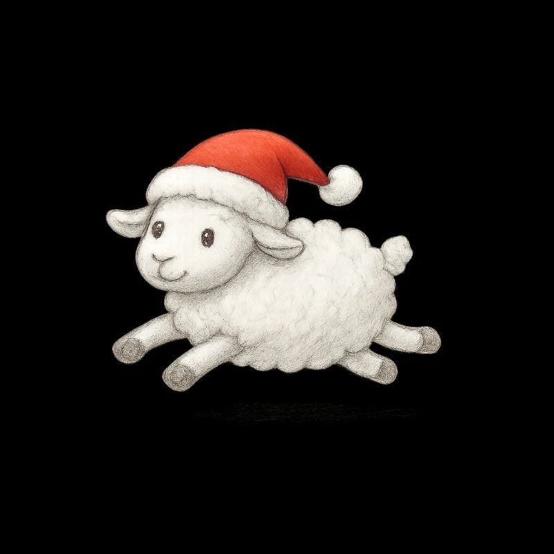 Schaf mit Weihnachtsmütze