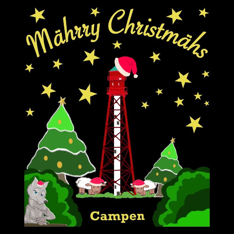 Weihnachten, Leuchtturm Campen, Kultiger Wolf