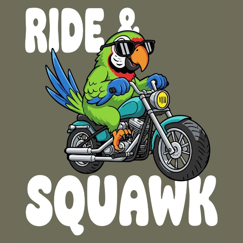 Raging parrot on motorcycle