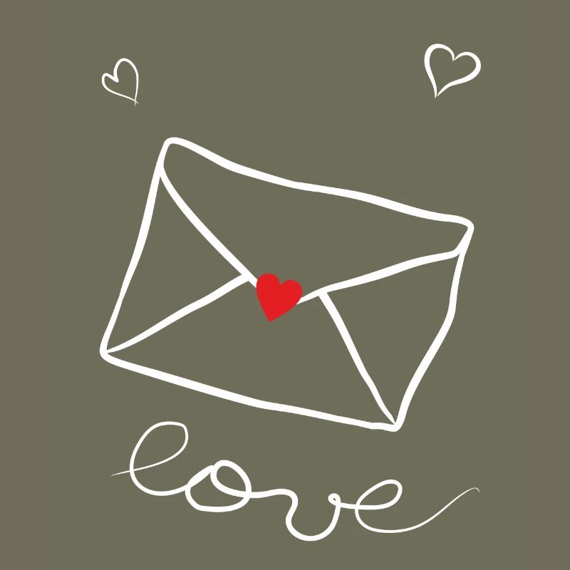 Drawing envelope and heart as love message