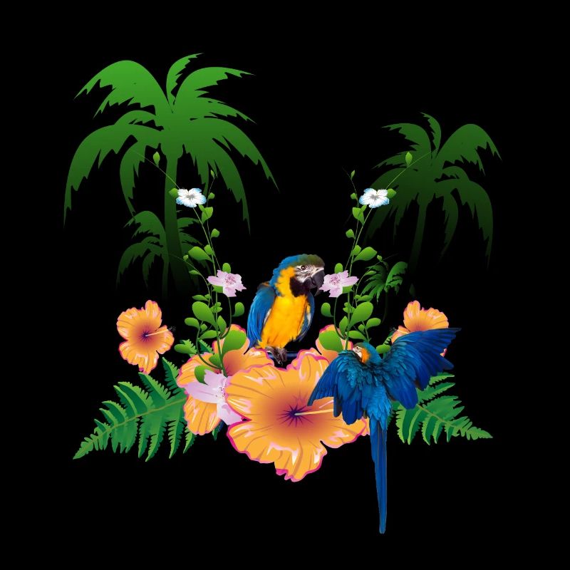Tropical design with palm trees and parrot.