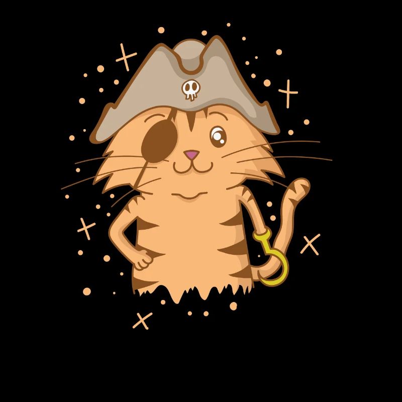 Pirate Cat with Pirate Hat Eye Patch Hook