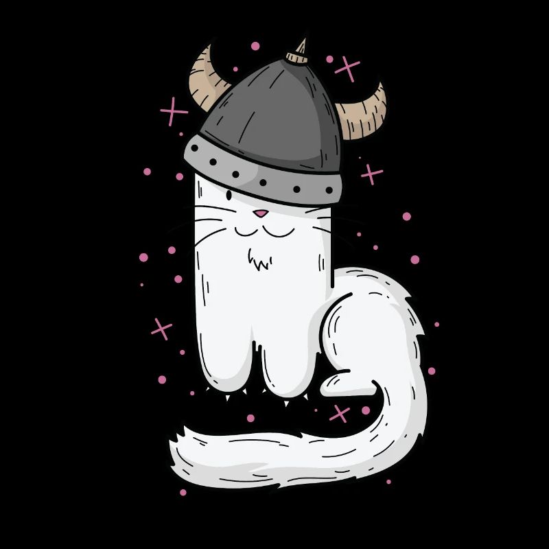 Chat avec un casque viking et des griffes