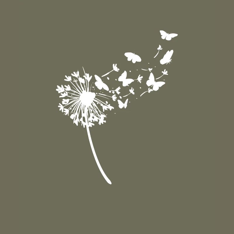 A Nice Blowball Dandelion With Butterflies Make A